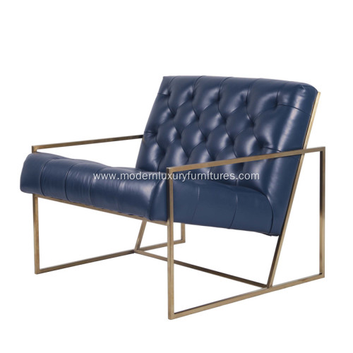 Thin Stainless Steel Frame Tufted Seat Lounge Chair